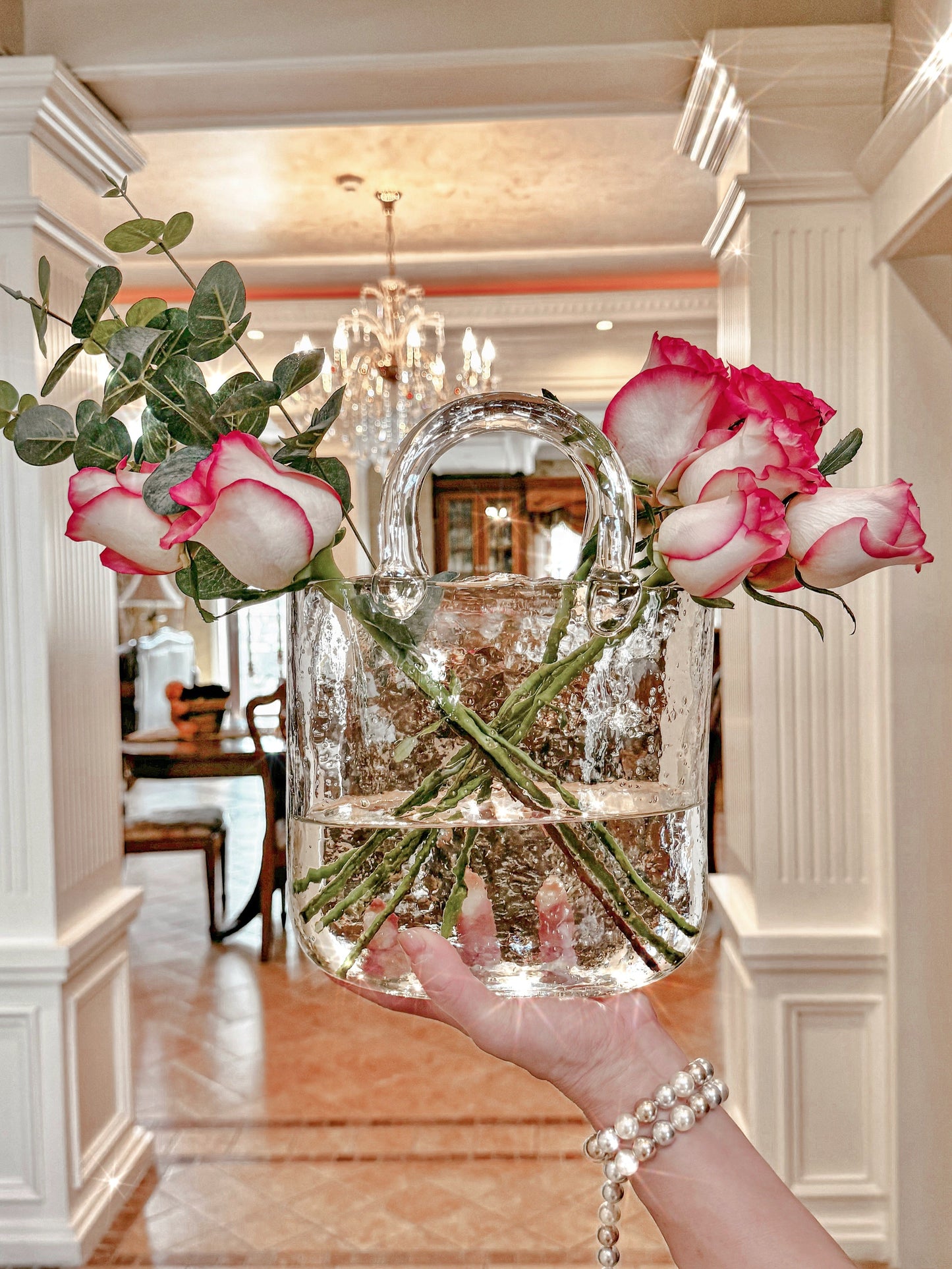 Elegant Glass Handbag Vase Decor