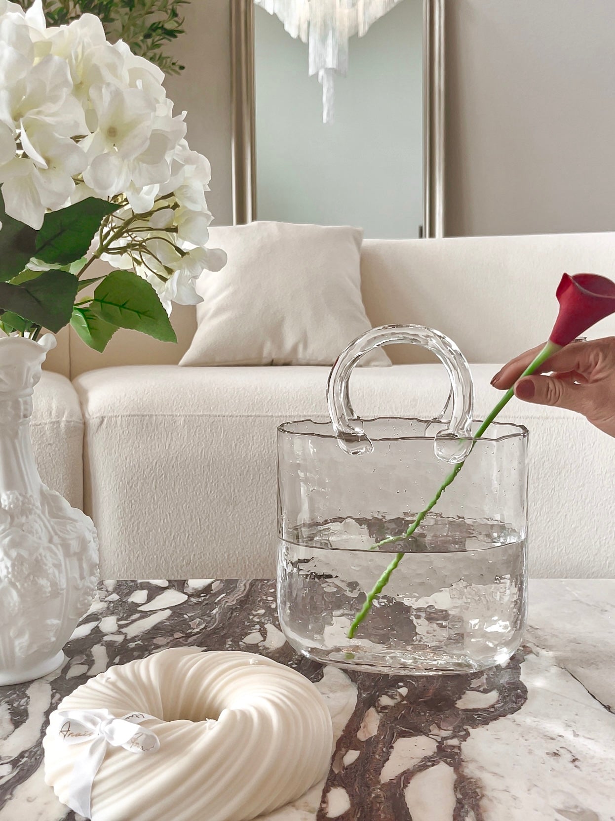 Elegant Glass Handbag Vase Decor