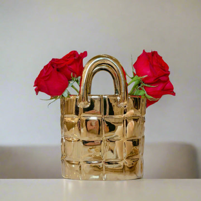 Golden Elegance Ceramic Vase