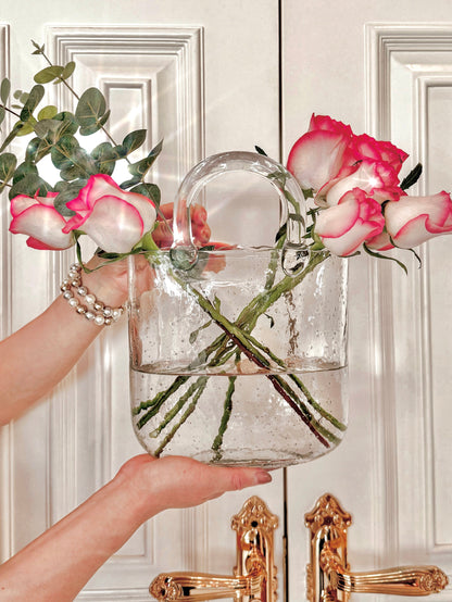 Elegant Glass Handbag Vase Decor