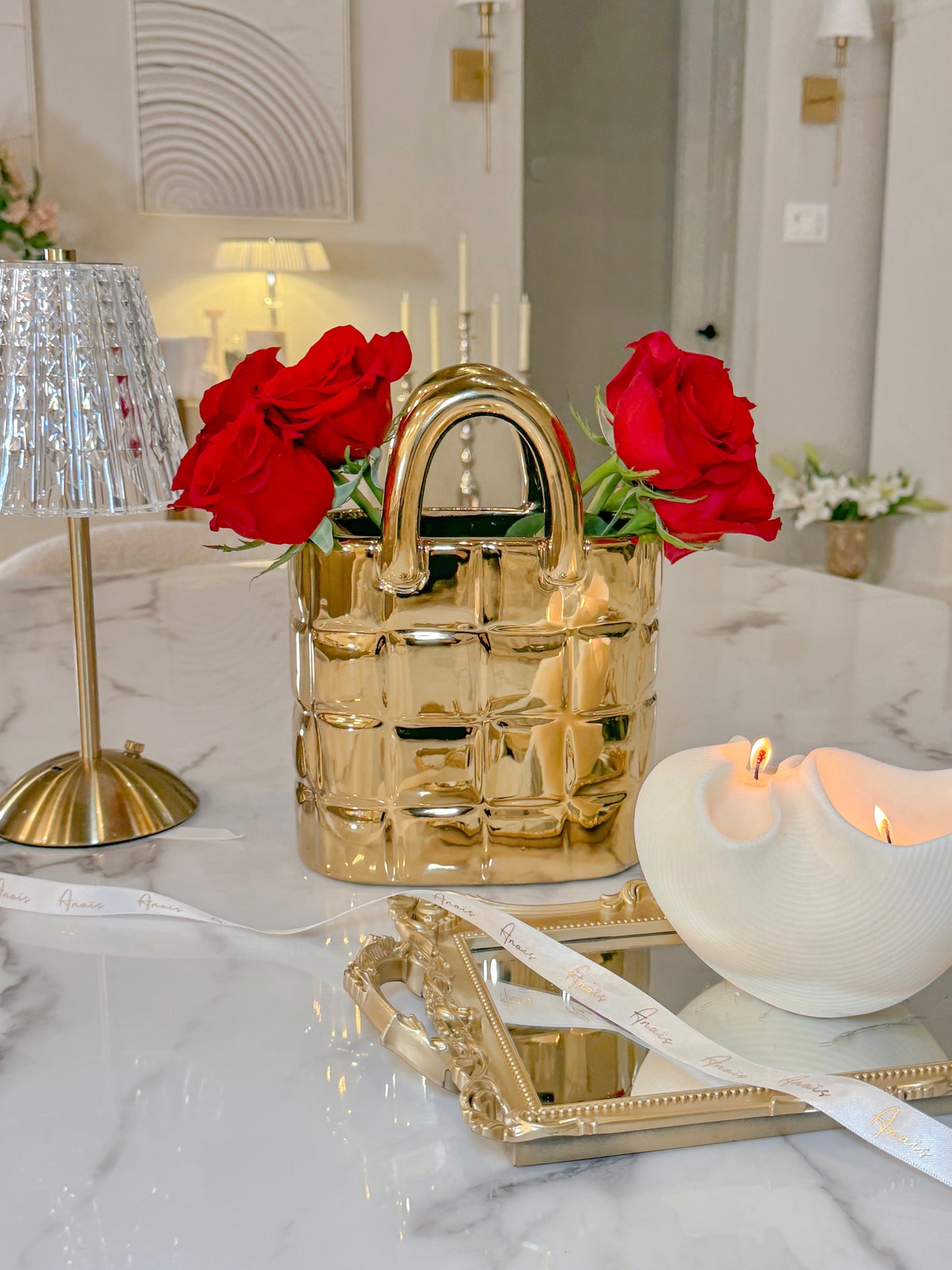 Golden Elegance Ceramic Vase