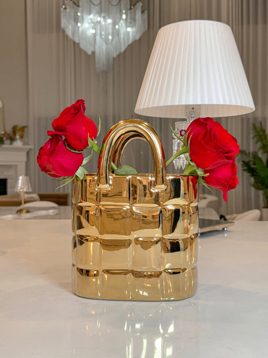 Golden Elegance Ceramic Vase