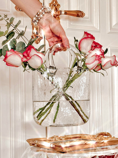 Elegant Glass Handbag Vase Decor