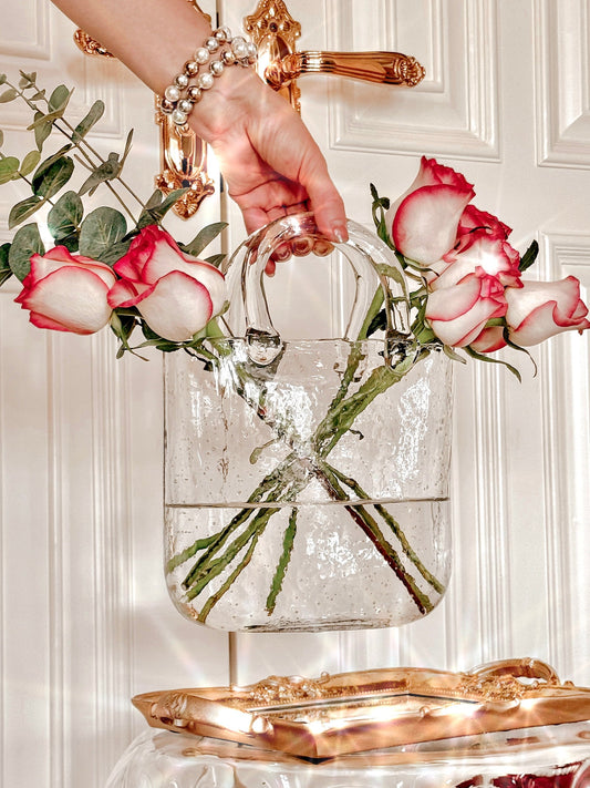 Elegant Glass Handbag Vase Decor