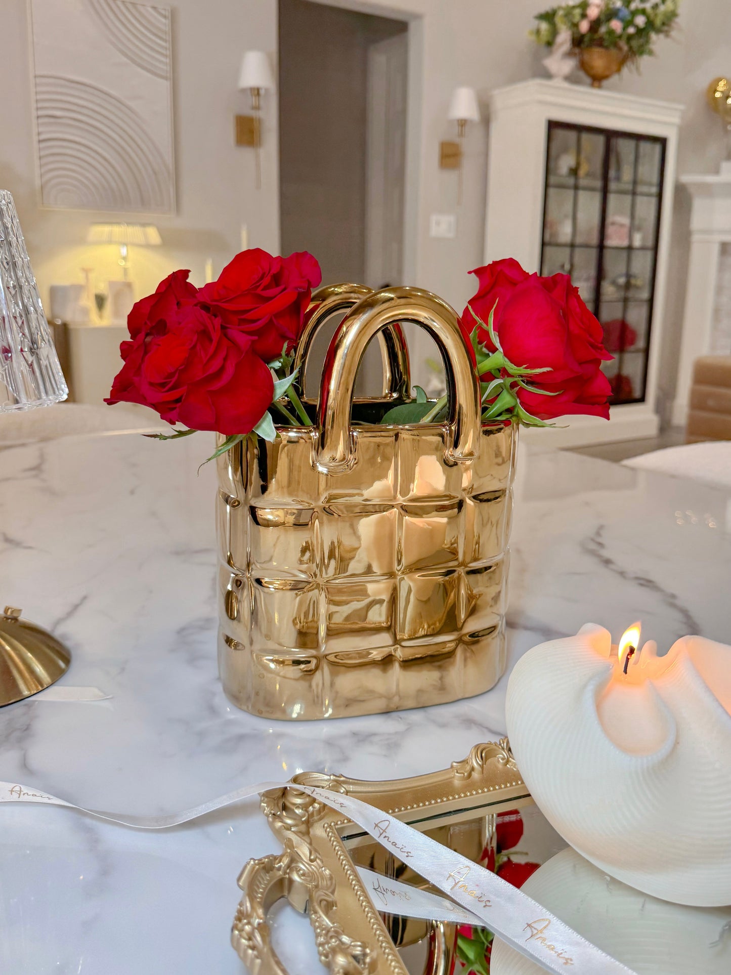 Golden Elegance Ceramic Vase