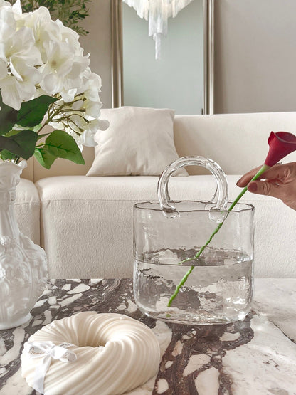 Elegant Glass Handbag Vase Decor