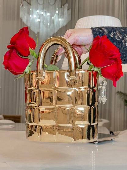 Golden Elegance Ceramic Vase